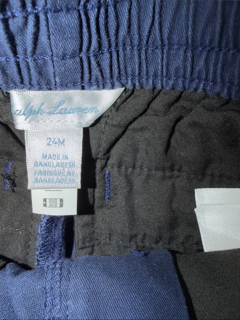 Ralph Lauren Navy Blue Kids Chino Pants with Red Polo Logo